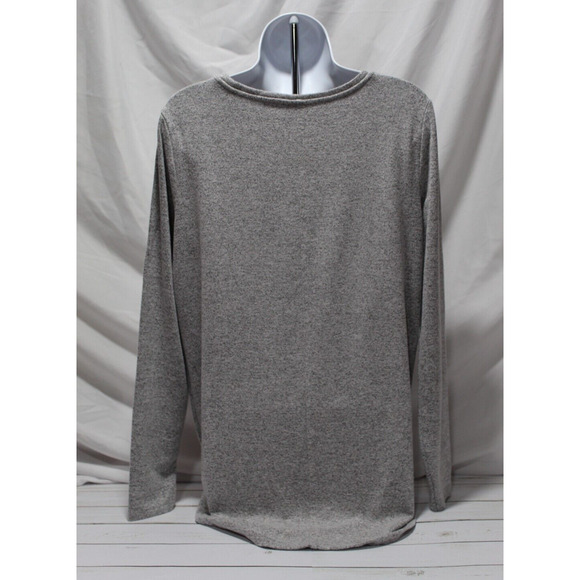 Ann Taylor Women's M Heather Gray Light Weight Tunic Sweater Reflexed Slits LS - Picture 2 of 12